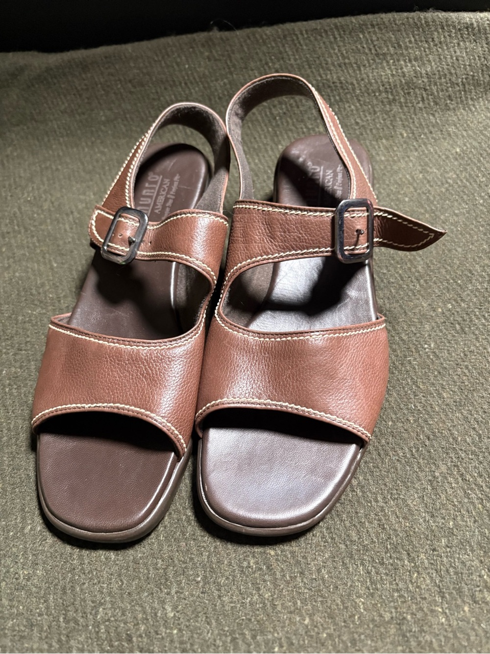 Munro Brown Leather Women's Slingback Sandals with Buckle